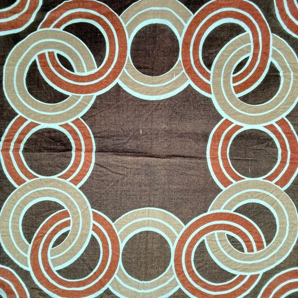 Vtg Geometric Circles Scarf Square 17x17 inch Brown - Picture 9 of 12